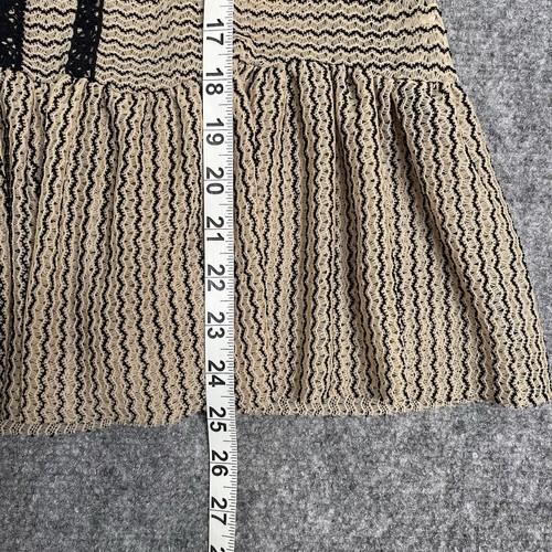 Free People Top Womens Size Small Sleeveless Knit Lace Black Tan Stripe Peplum - Picture 5 of 6