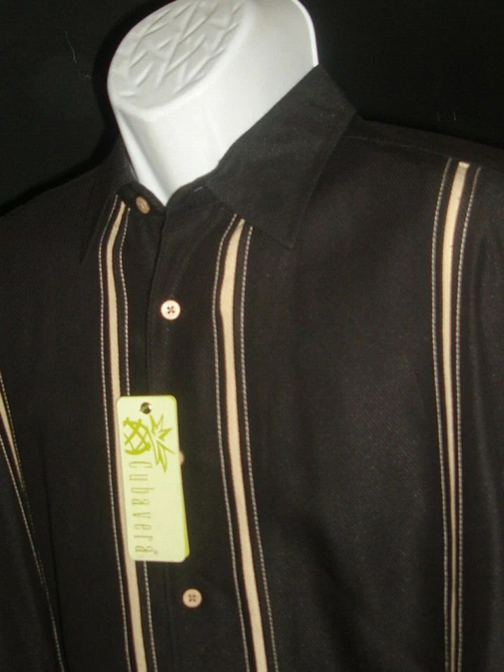 NWT CUBAVERA "IRONHORSE ORIGINALS" BLACK/CLAY RAYON/POLY S/S HAWAIIAN SHIRT SZ L - Image 4 of 4