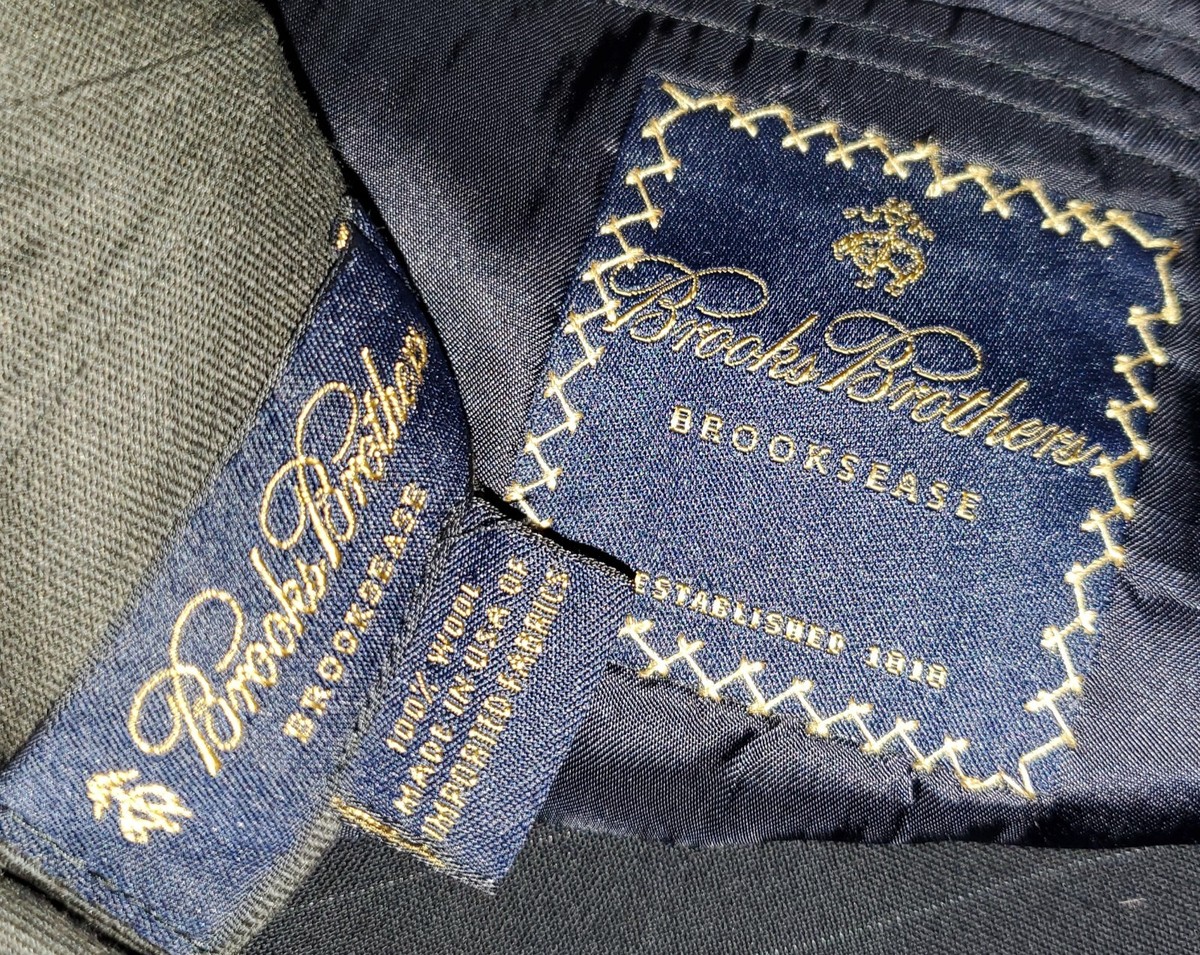 Brooks Brothers Brooksease Navy Blue Pin Stripe Suit Jacket 42 34