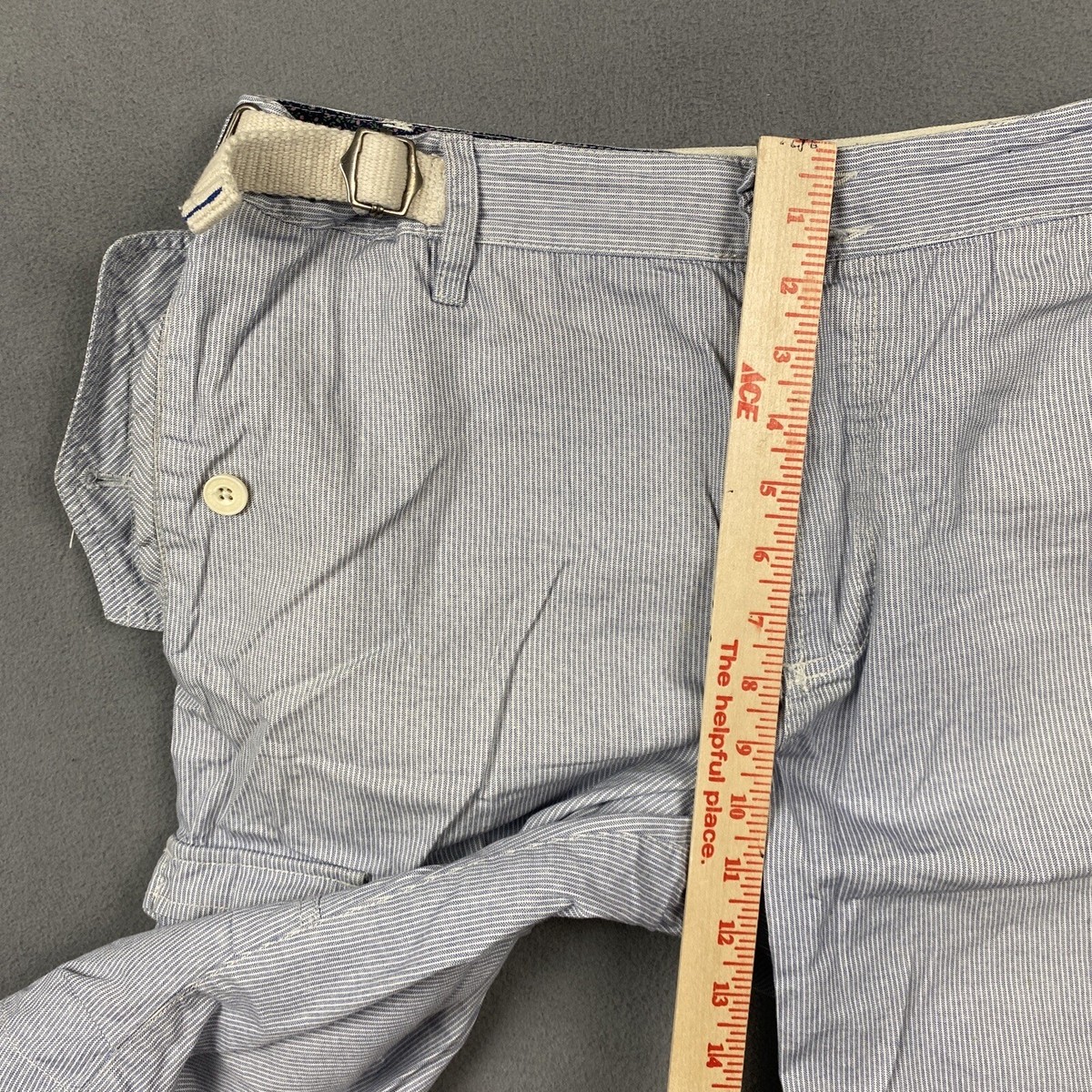 Triple Fat Goose Shorts Mens 36 Blue Seersucker Cargo
