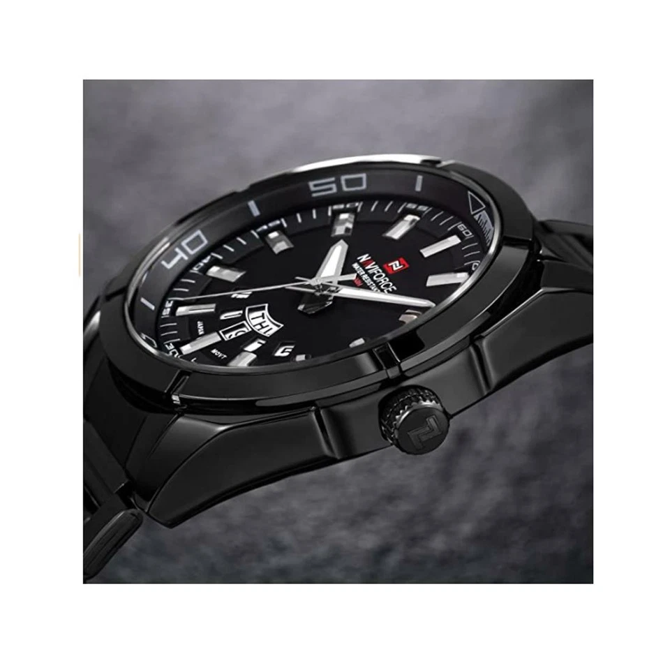 Reloj de cuarzo Naviforce para hombre homenaje relojes negros moda diseñador regalo Reino Unido Foto 3 de 4
