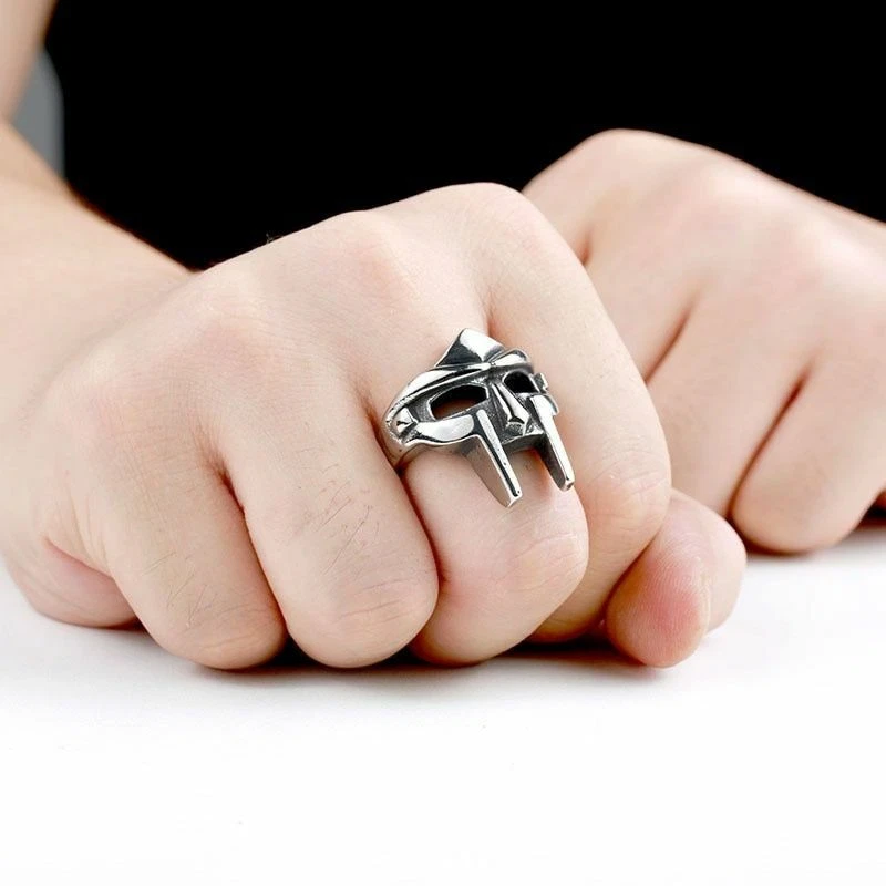 Size 7 14 Mf Doom Mask Gladiator Style Stainless Steel Ring Silver