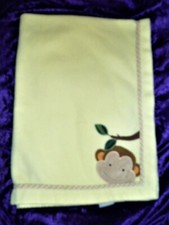 Lambs  and Ivy Yellow Monkey Face Baby Fleece Blanket