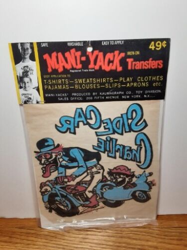 ORIGINAL 1963 MANI-YACK IRON-ON TRANSFER  Side Car Charlie NUTTY MAD, RAT FINK - Picture 1 of 6