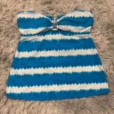 Lauren Ralph Lauren Strapless Striped Tie dye Tankini Swim Top