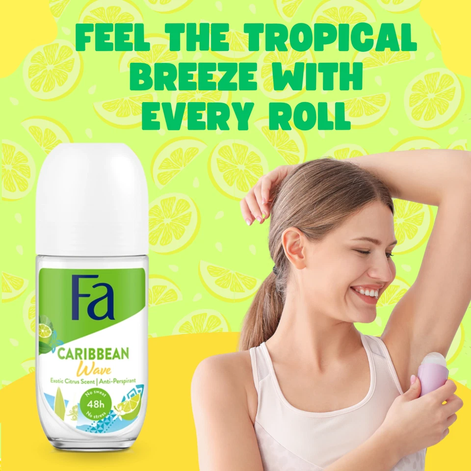 Fa Caribbean Wave aroma antitranspirante roll-on 1,7 fl oz (paquete de 3) Foto 4 de 4