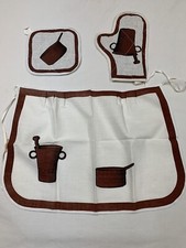 Vintage 3 Piece APRON Insulated Mitt Pot Holder NEW