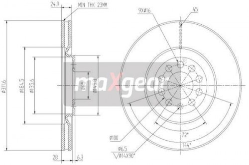 2X Maxgear 19-0974 Bremsscheibe FüR Audi Seat Skoda VW-image