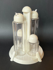 Vintage Guzzini Lucite 5 Pc Vinegar Oil Cruets Salt Pepper Shakers Rossari