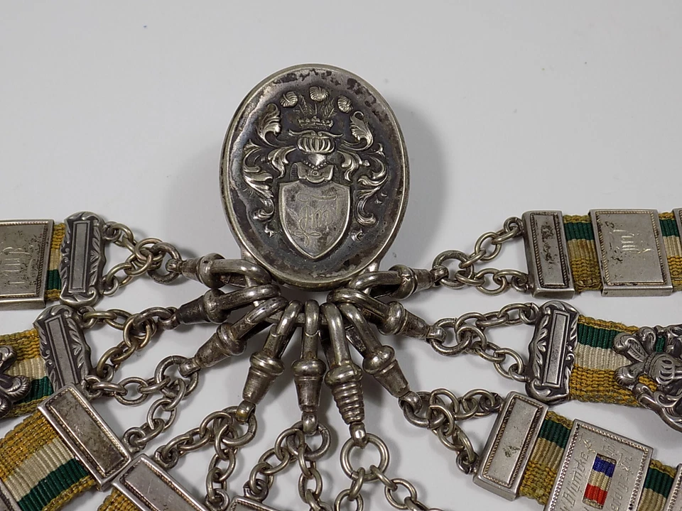 Vintage Antiker Studentika Anhänger Bierzipfel Stiftungsfest Wappen 835er Silber - Bild 2 von 4