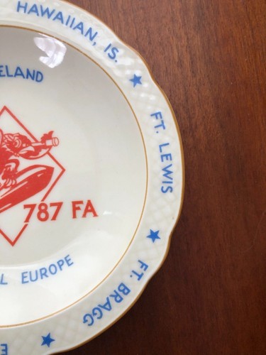 Schumann Bavaria WWII Porcelain Ashtray 787th Field Artillery Dish - Picture 6 of 9
