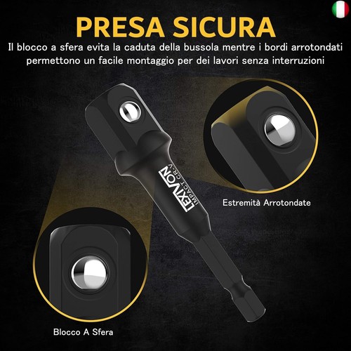 LEXIVON Set Di Adattatori A Bussola, Kit punte esagonali 1/4" Avvitatore A - Foto 4 di 4