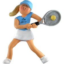 Personalized Christmas Ornament - Blonde Female Tennis Player