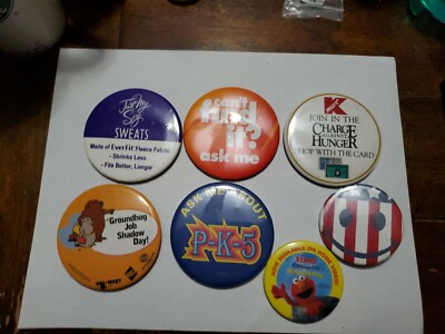 Vintage Lot Of Buttons/Pins Various Topics