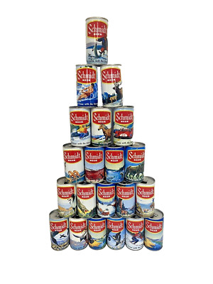 complete 21 can set 1970s schmidt beer scenic collectors empty cans sharp images