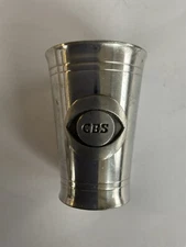 Vintage CBS pewter shot glass~Eyemark logo~Universal Pewter~95% tin~2 inchs tall