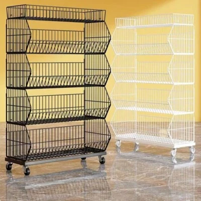 NISORPA Schwarz/Weiß 5er Stapelkörbe Gitterkorb Wühlkorb Verkaufständer Warenständer DE