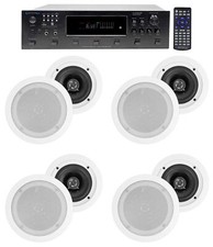 6000w 6 Zone, Home Theater Bluetooth Receiver 8 5.25" White Ceiling Speakers