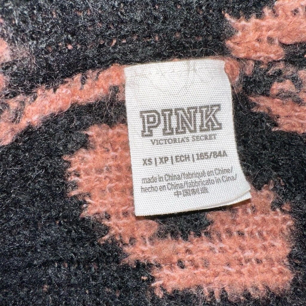 UNDERCOVER Felpa donna ROSA by Victoria's Secret XS cheetah con cappuccio marrone e nero cropped