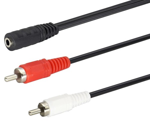 Conector fono de audio RCA de 3,5 mm a 2 macho y hembra adaptador cable tv música estéreo - Imagen 2 de 3