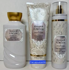 Bath & Body Works Always & Forever Body Wash Body Cream Fragrance Mist Gift Set