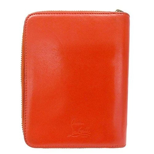 Christian Louboutin Cartera para Mujer Hombre Cartera Doble Plegable Cuero Naranja Tachonado Foto 3 de 4