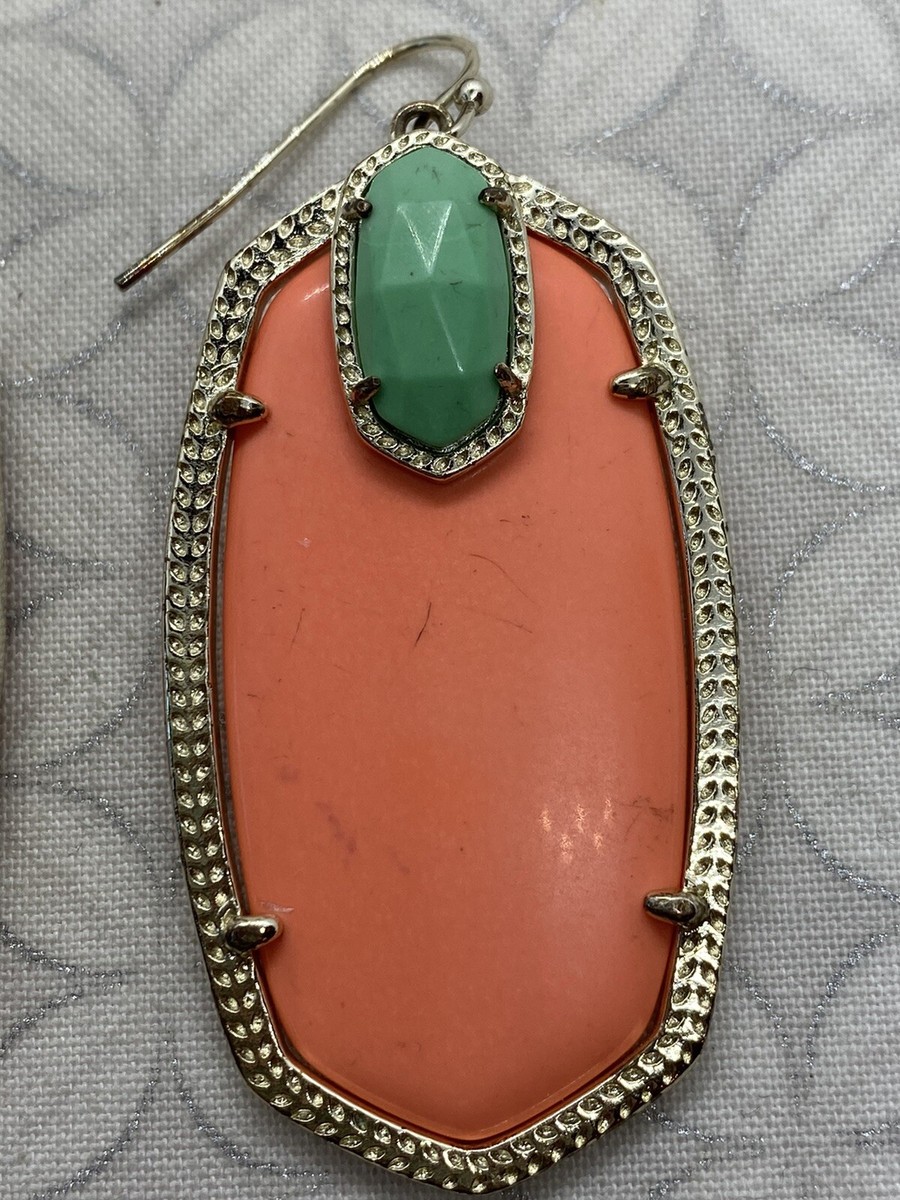 Kendra Scott Darcy two stone Danielle Earrings coral orange mint