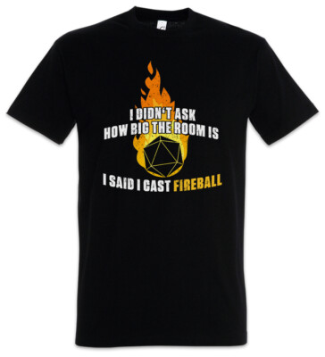 RPG Fireball T-Shirt Role Play playing Game Pen Paper Retro Dice Würfel 80s 90s