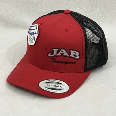 Jab Transport Red & Black The Classics Yupoong Mesh Snap Back Trucker Hat Cap