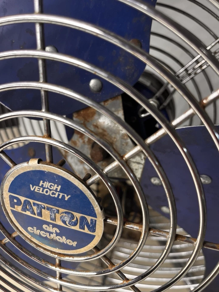Vintage 18” Patton Air Circulator High Velocity Blue Chrome 3 Speed Fan U2-1885 - Image 4 of 4