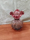 Fenton Hobnail Purple Glass Melon Vase 6" H