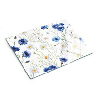 Glas Schneidebrett KüChe Mit SilikonfüßEn Anti Rutsch Kornblumen 40X30 Cm