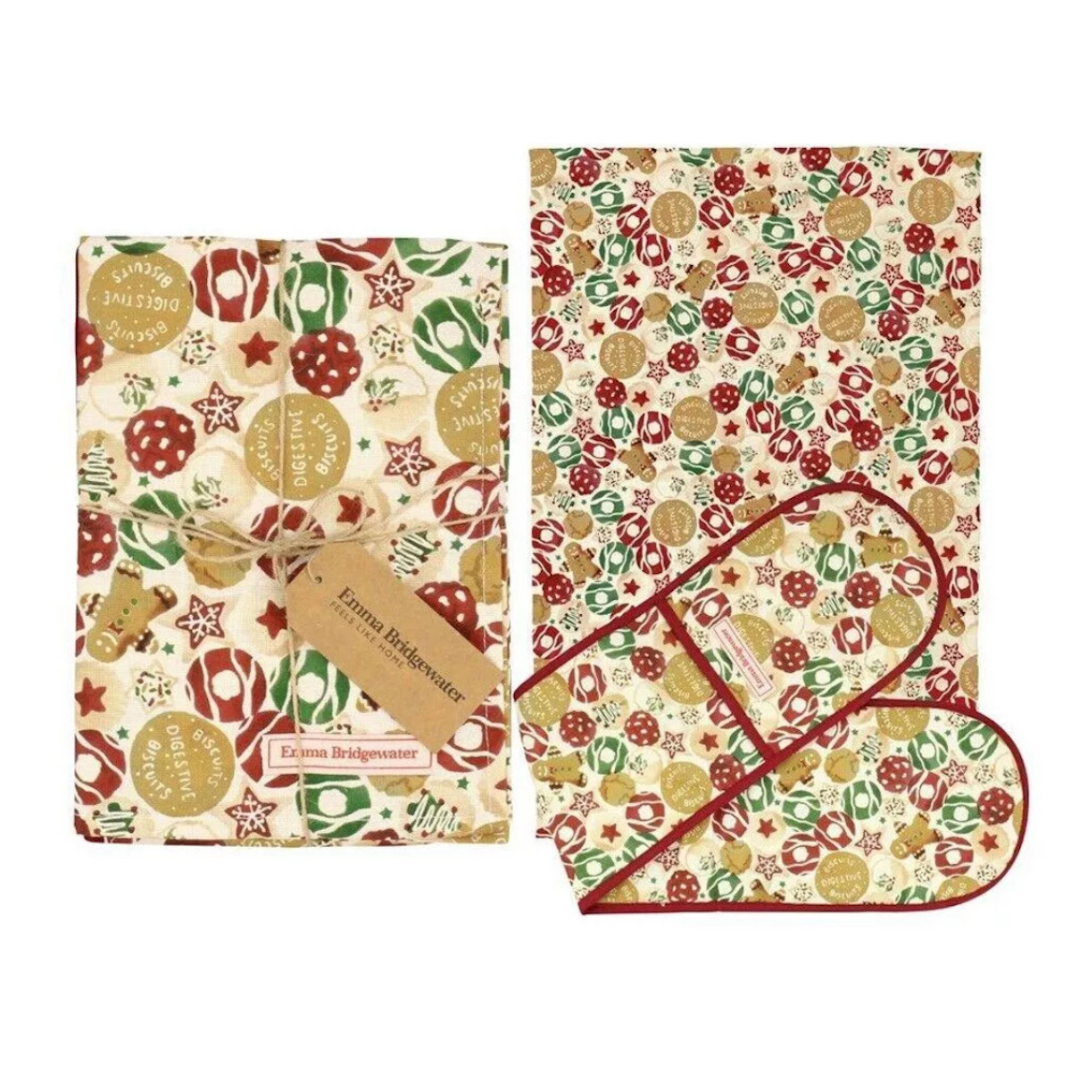 Emma Bridgewater Christmas Biscuits Oven Glove and Tea Towel Set Kitchen Decor