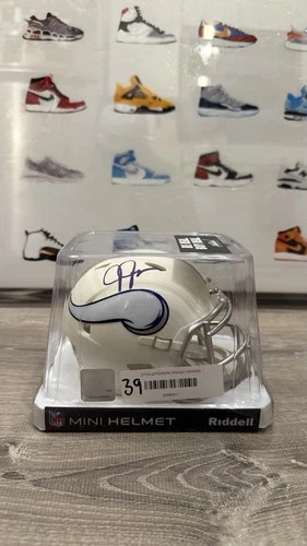 Justin Jefferson Minnesota Vikings Signed Mini Helmet BAS Authenticated