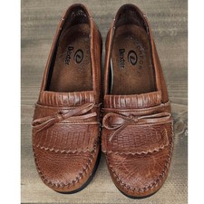 Dexter leather loafers women's sz8.5 brown tassel tie embellishment comfort 