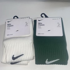 Nike Dri Fit Matchfit Soccer Socks Knee High 13C -13Y 2 pair, 1 Green 1 White
