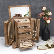 Jewelry Box for Women Wooden Jewelry Boxes Organizers with Mirror for Home
