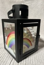 RAINBOW BRIDGE Pet Memorial Candle Portable Lantern Battery PAW PRINT Dog Cat