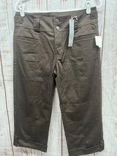 Gitano Cuffed Capri Pants Womens Size 12 Brown New