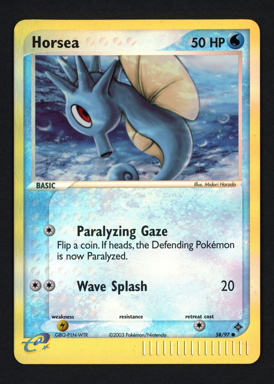 Horsea 58/97 Reverse Holofoil Dragon Common Pokemon TCG