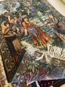 **VINTAGE 1977 Persian RUG Pictorial Persian Tabriz**
