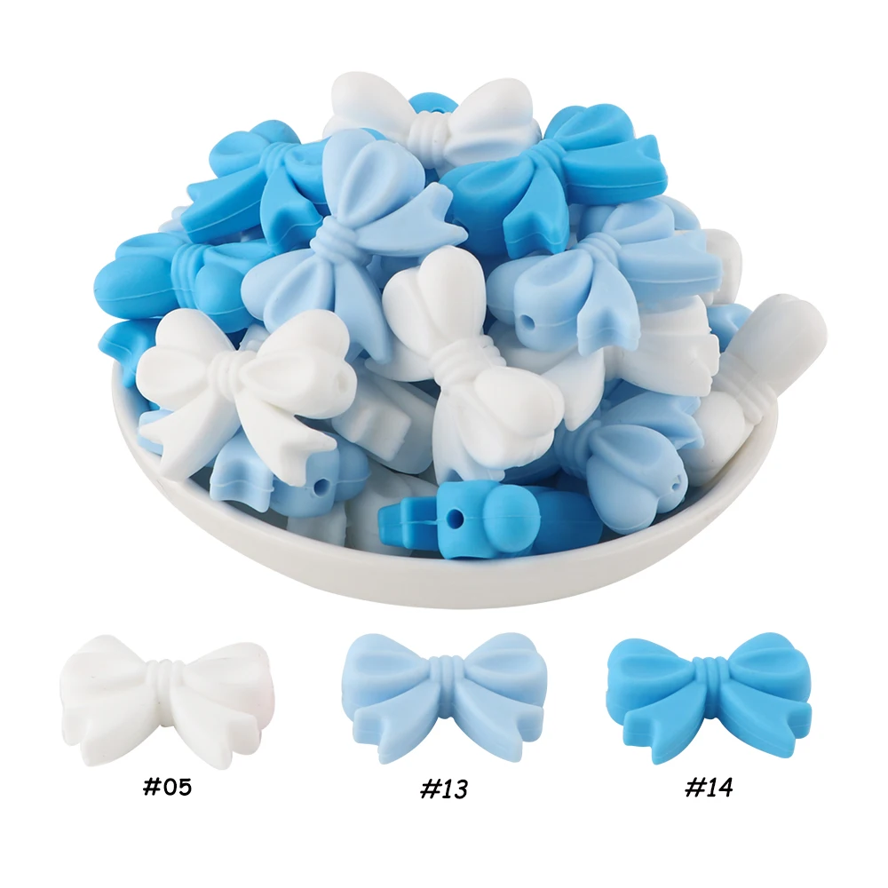 For Kivoct 10Pcs Crown Bowknot Silicone Beads for DIY Jewelry Necklace Keychain