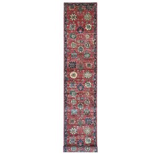 2'8"x19'7" Red Northwest Zoroastrian Design Wool Hand Knotted Runner Rug R21212