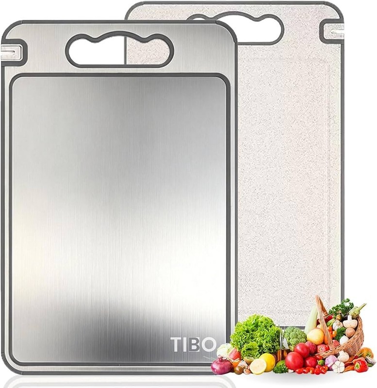 Tibo Titanium Cutting Board 1 piece 2 sides Juice Groove Knife Sharpener Zester