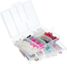 2 Pack 6 Grids Plastic Clear Organizer Box, Bead Organizers and Storage with Div