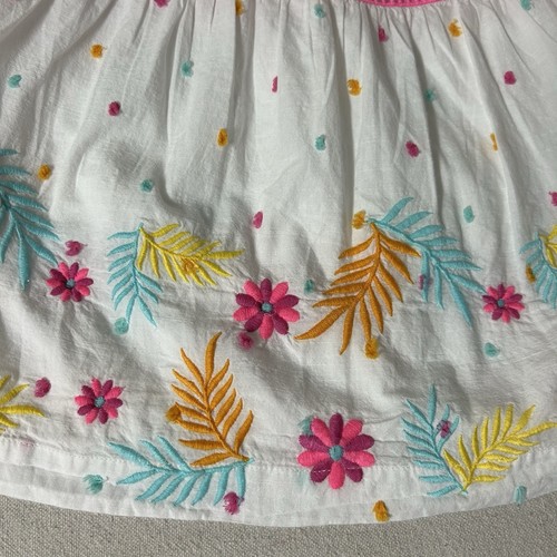 Crown & Ivy Maxi Dress Womens 4 White Cotton Multicolor Embroidery Tie Back - Picture 9 of 14