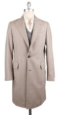 Luigi Borrelli Brown Wool Herringbone Coat - LBCOAT217960 