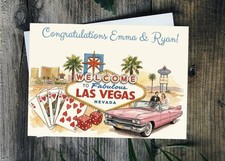 Las Vegas Wedding Card Personalised Large A5 Size & Inside Option
