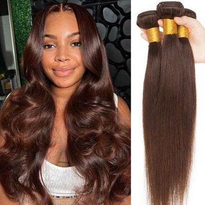 Thick Bundles Virgin Human Hair Extensions Weave Weft AUBURN BLONDE BLACK BROWN