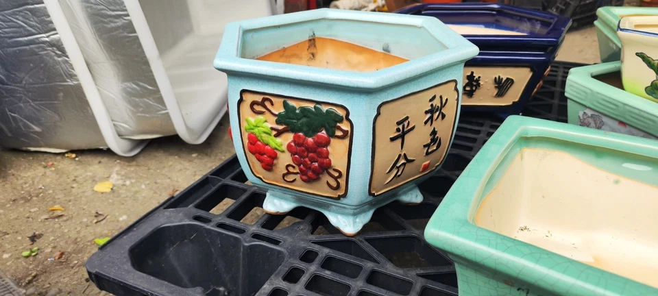 Ceramic Bonsai Pot | Decorative Painting | Drainage Hole (Various Options) - Image 2 of 4